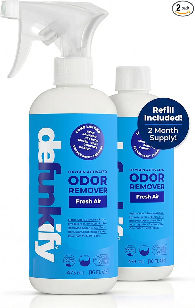 Fabric Freshener Spray, 32oz. 'Fresh Air' Odor Remover Spray. Shoe Deodorizer, Carpet Deodorizer, Odor Eliminator for Strong Odors Cleaning Supplies. ProvenSafe™ Fabric Freshener for Sensitive Gear