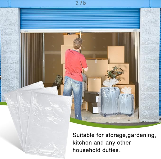 Fainne 10 Pack Extra Large Clear Plastic Storage Bags 55 x 67 Inch 3.94 Mils Giant Jumbo Moving Flat Plastic Storage Bags for Clothes Packing Luggage Suitcase Furniture Comforter Bike Blanket