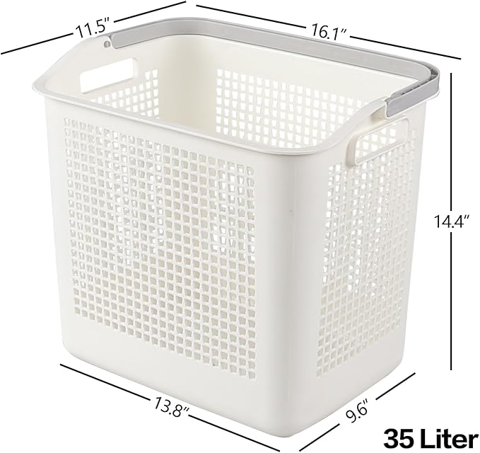 35 L Laundry Hamper Basket with Handle 4 Pack, Easy Carry Laundry Basket Plastic