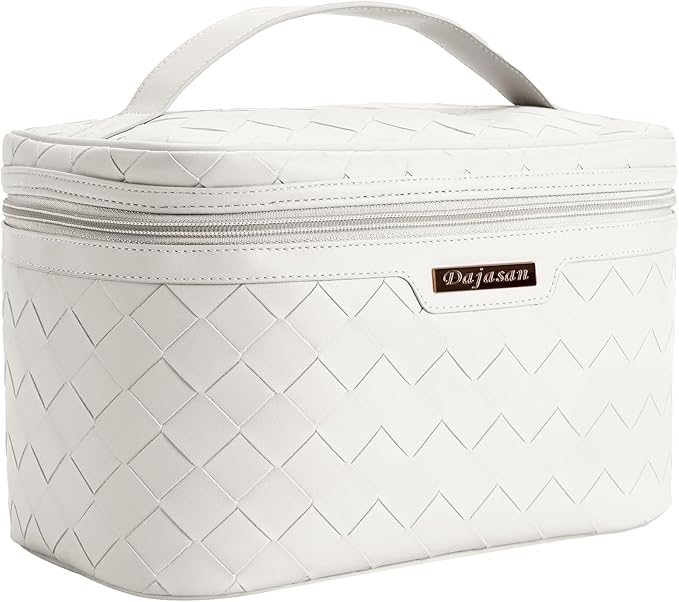 Dajasan Makeup Bag, Portable Travel Cosmetic Bag, Large Makeup Organizer Bag, PU Leather Makeup Organizer Case, Travel Toiletry Bag for Women Girls, 11.81 x 6.7 x 7.09 Inch