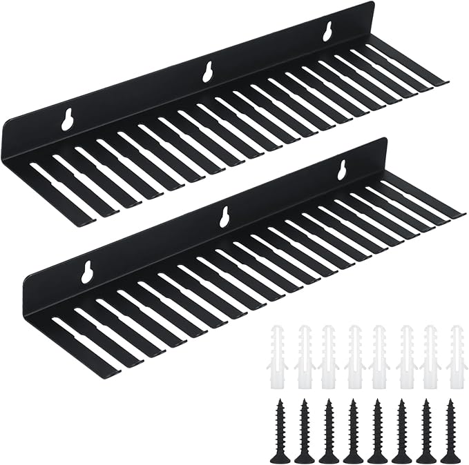 2 Pack Wall Mountable Cable Hanger Organizer, 19 Slots Cable Rack for Cord Wire Management, Cable Holder Cord Rack Organizer, 19 Slots Length 14 Inch for Cable Organizer Studio Storage