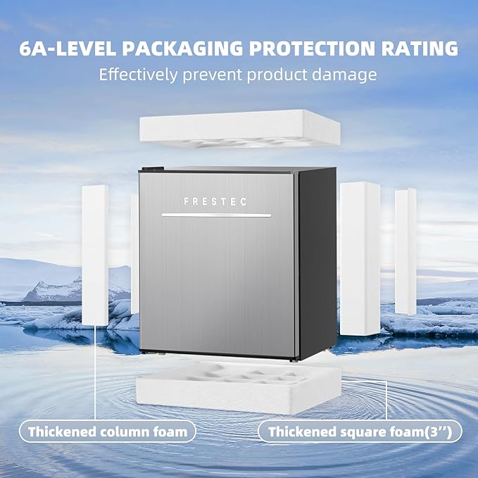 Frestec 1.7 Cu.Ft Mini Fridge with Freezer, Mini Fridge for Bedroom, Small Refrigerator, Dorm Refrigerators with Freezer, Compact Refrigerator for Office, Apartment, Dorm, Bedroom (Grey)