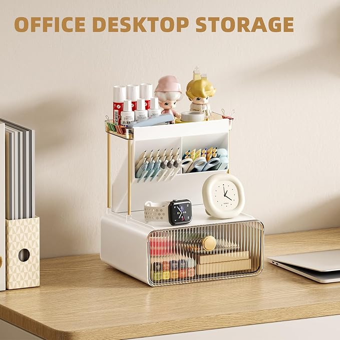 3-Tier Bathroom Makeup Organizers and Storage, Makeup Vanity Organizer, Bathroom Countertop Organizer, Dorm Room Essentials，Makeup Brush Holder, Desk, Perfume, Office, Jewelry and Skincare Organizers