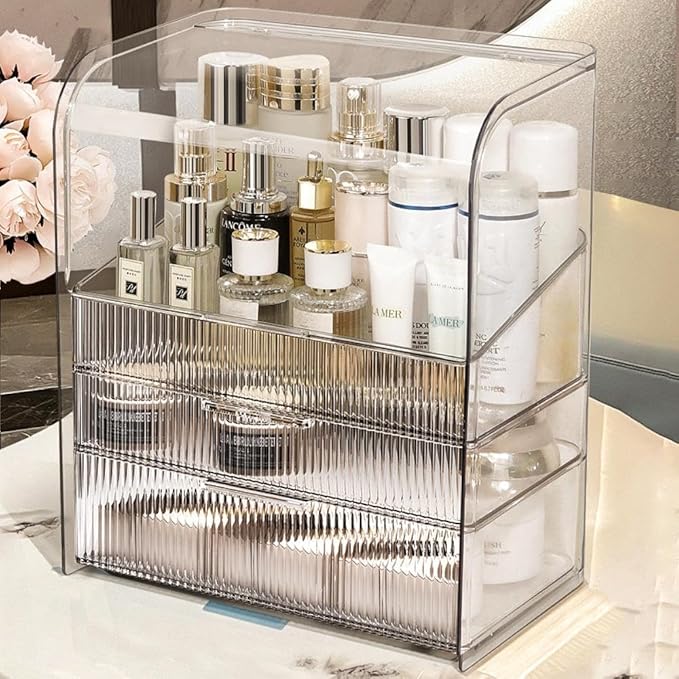 Makeup Storage Organizer Box Large Cosmetic Display Cases Dustproof and Waterproof Cosmetic Organizer Countertop Skincare Organizer