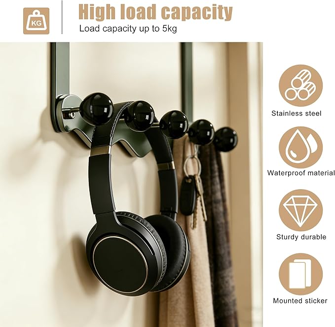 Over Door Coat Rack, Coat Hooks for Door Coat Hanger, Towel Hanger for Bathroom, Door Hanger Hooks, Hooks for Hanging Hat Key Towel Purse Robes Mudroom Entryway