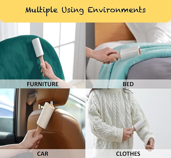 Extra Sticky Lint Roller Refills Only, Total 600 Easy Tear Sheets, Fits Most 3.9"-4" Standard Size Lint Roller with Inner Diameter at 1.5", Works Great On Pet Hair