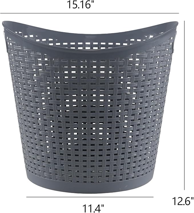 40 L Waterproof Plastic Tall Flex Laundry Basket with Handles, 6 Packs