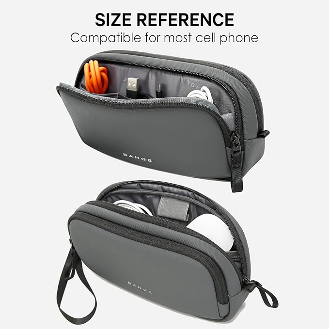 BANGE Travel Organizer Case, Water Resistant Electronics Travel Bag Organizer for Cable,Easy to store backpacks (Grey)