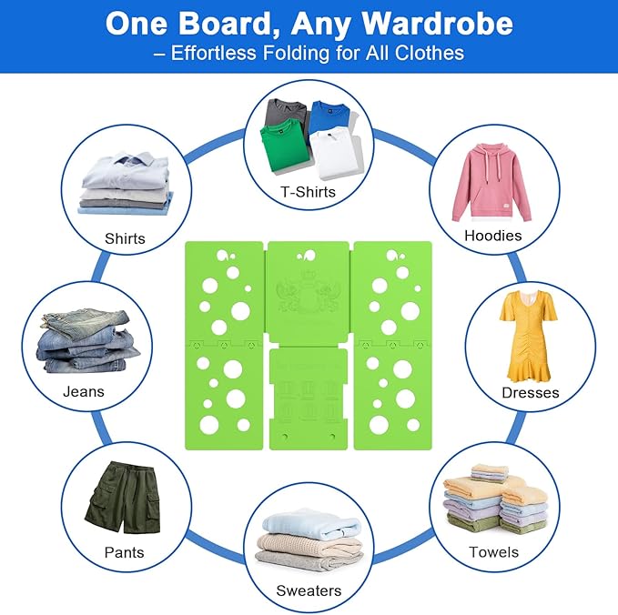 BoxLegend V5 Shirt Folding Board T-Shirt Folder Clothes Folder Laundry Organizer Helper for Adult Clothing Durable Plastic Folding Tool, Green