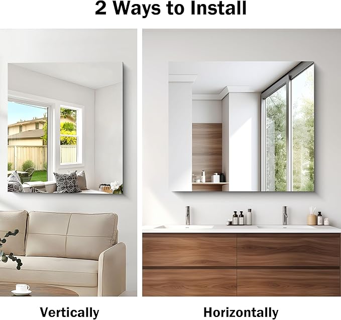 CILIBER Frameless Mirror, 36x40 inch Bathroom Mirrors for Over Sink, Large Frameless Wall Mirror, Upgraded Shatterproof Vanity Mirror with Polished Edge for Bathroom,Bedroom,Living Room and Entryway