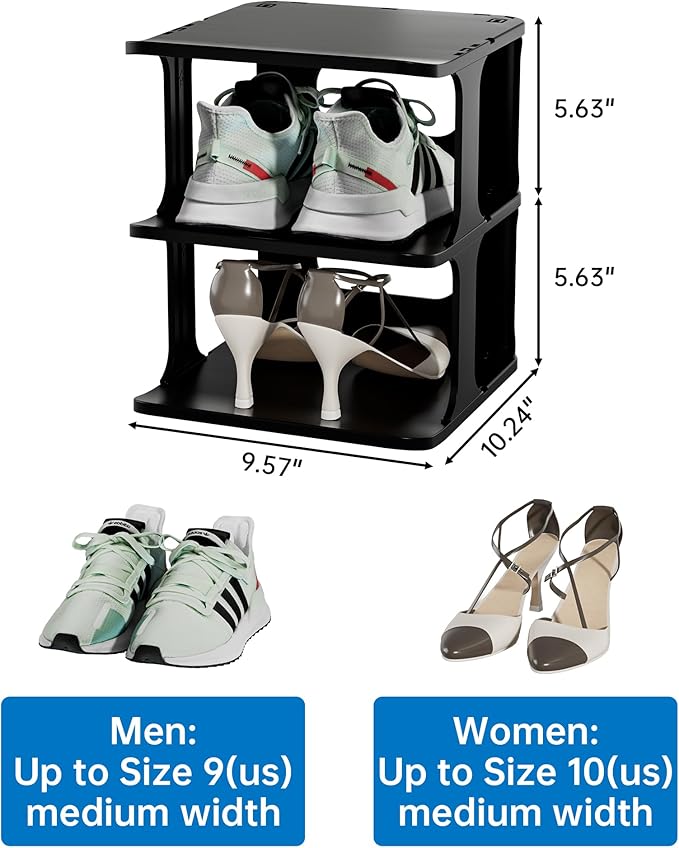 HAIXIN 14 Tier Vertical Black Shoe Rack for Front Door Entrance - Tall Shoe Organizer for Small Spaces, Closet Narrow Small Shoe Shelf Cabinet Free Standing Racks Holder Stand