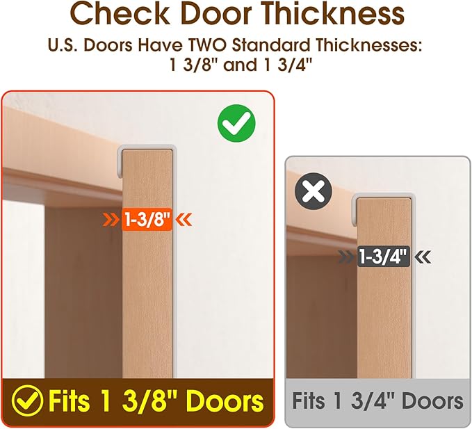 Long Over The Door Hooks Hanger with 15.75" Arms for Easier Access by Shorter, J16U, Perfectly Fits US Standard 1 3/8-inch Doors, Towel Rack Bathroom Organizer Holder, Rustproof, White