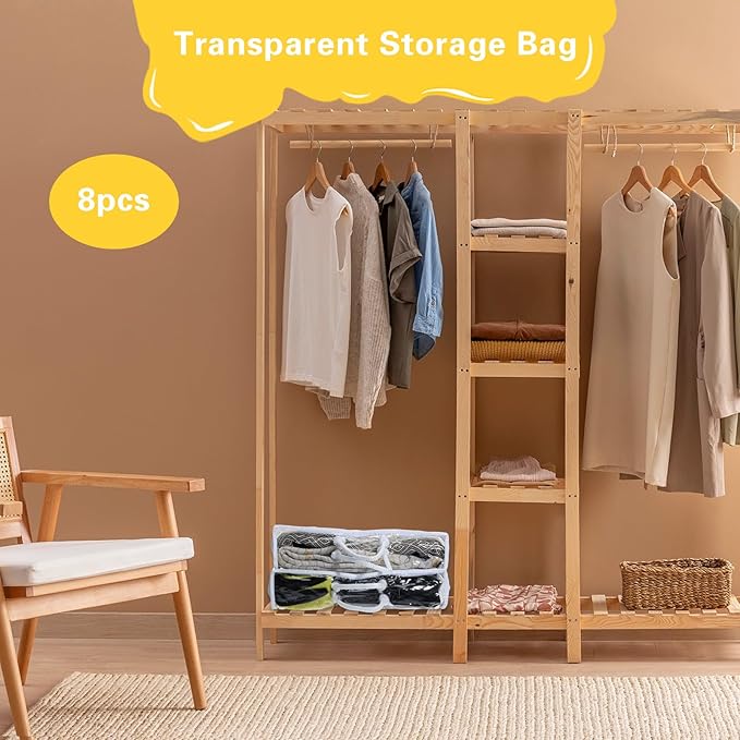8 Pcs Zippered Storage Bags Clear Sweater Storage Bag PVC Plastic Storage Bags for Blankets Clothes Closet Quilt Pillow Bed Sheet Organizer with Zipper Cube Organizer (15 x 12 x 3.15 Inch)