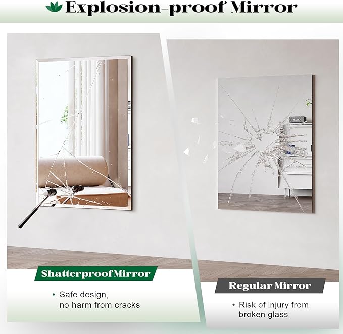 Beveled Bathroom Mirror, 55"x36" Frameless Bathroom Mirror, Bathroom Vanity Wall Mirrors for Gym, Over Sink, Living Room Hangs Horizontally or Vertically