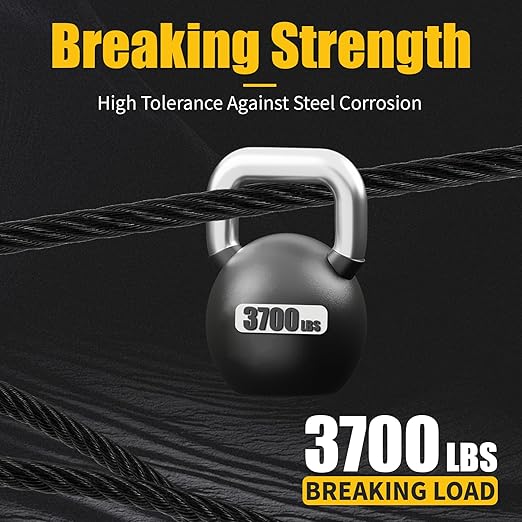 T316 Black 3/16“ Stainless Steel Cable 500ft Wire Rope 7x19 Strands Marine Grade Aircraft Cable 3700lbs Breaking Strength, Cable for Stair Fence Porch Deck Cable Railing, Clothesline & Yard Zipline