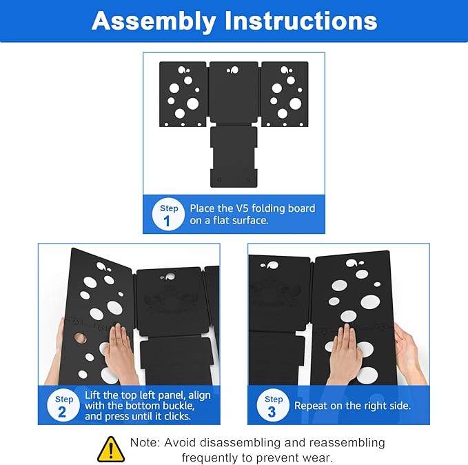 BoxLegend V5 Shirt Folder Board T-Shirt Folding Helper Laundry Liners Sorter for Clothing Durable Plastic, Black