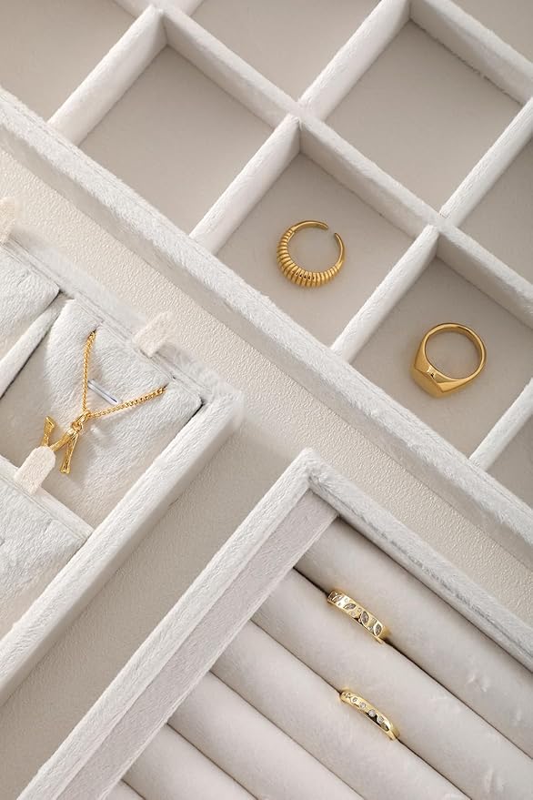 Earring Organizer Tray, Velvet Jewelry Trays，Premium Rock Organizer,Luxury Earring Storage,White Earring Case