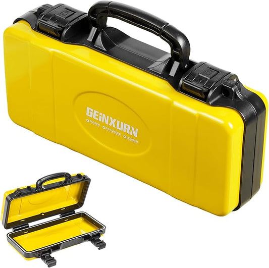 11”Yellow Tools Box, Portable Steel Heavy-duty Tool Case with Safety Latch and Handle for Tools Storage and Organizers, Home DIY