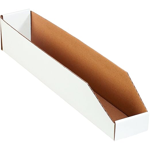 Box USA BBINMT424 Open Top Bin Boxes, 4" x 24" x 4 1/2", Oyster White (Pack of 50)