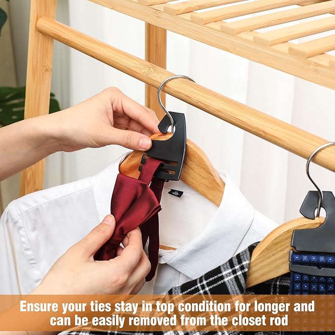Maxdot 200 Pcs Tie Hangers, Plastic Neck Tie Holders for Display, Black Necktie Hook Hangers for Men Retail Closet, 2.8 x 2 inches