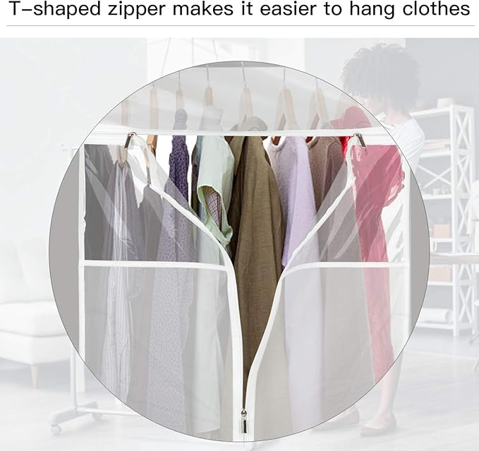 Zilink Hanging Clothes Bag Organizer 43 inch-2 Pack Large Garment Bags Suit Bag for Storage Hanging Clothes Cover for Suit Coats Dress Closet Storage (Hanger Not Included)
