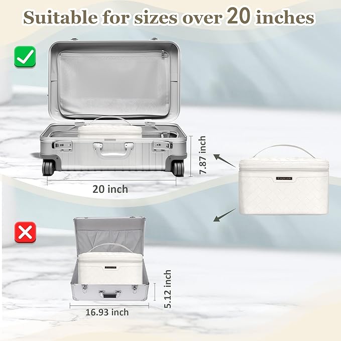 Dajasan Makeup Bag, Portable Travel Cosmetic Bag, Large Makeup Organizer Bag, PU Leather Makeup Organizer Case, Travel Toiletry Bag for Women Girls, 11.81 x 6.7 x 7.09 Inch