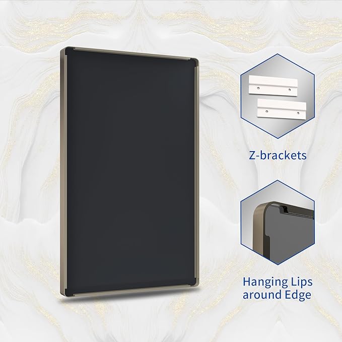 WEER 60x30 Inch Bronze Bathroom Mirror for Vanity, Brushed Bronze Metal Frame Rounded Rectangle Mirror with Tempered Glass, Anti-Rust (Horizontal/Vertical)