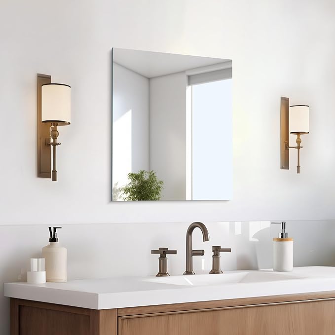 CILIBER Frameless Mirror 16"x20", Rectangle Bathroom Mirror, Shatterproof Vanity Mirrors Polished Edge, Unframed Mirrors for Wall Hangs Horizontally or Vertically for Home Gym Bedroom Living Room