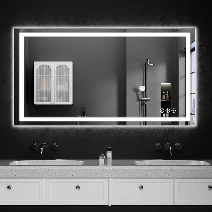 48"x32" LED Bathroom Mirror with Lights, Dimmable，Anti-Fog，Bathroom Vanity Mirror for Wall, Backlit + Front Lit, Memory Function, Shatter-Proof，Tempered Glass