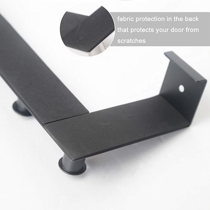 WEBI Over The Door Hooks,Over Door Towel Rack with 6 Peg Hooks for Hanging,Door Coat Hanger Door Coat Rack for Behind Back of Bathroom,Black