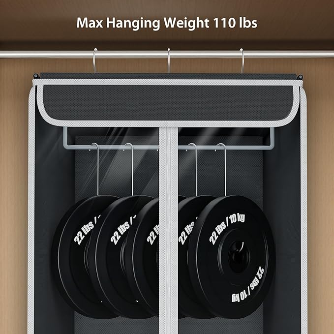 Univivi Garment Bags for Hanging Clothes, 2 Pack Large Clothes Storage Bags Closet Organizer with Clear Window, Premium Hanging Garment Storage Bag for Suits, Coats, Dresses, 54" (Dark Grey)