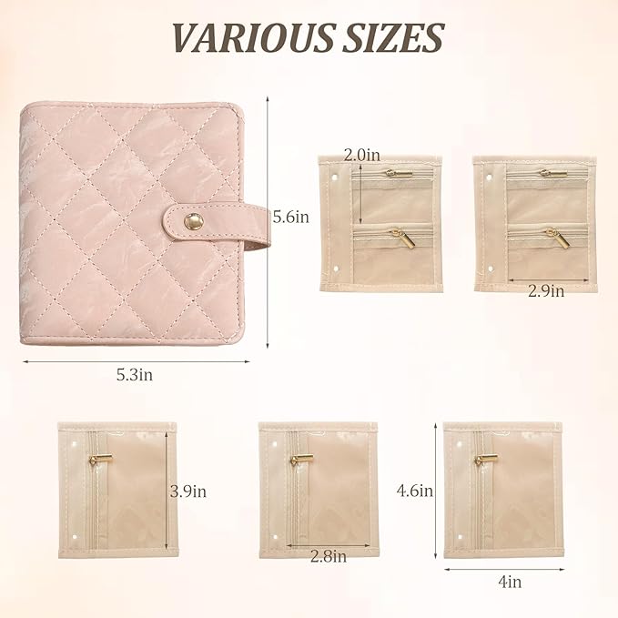 Velvet Travel Jewelry Organizer Book with Zipper Pouches – Anti-Tarnish, Scratch-Proof Jewelry Storage for Rings, Necklaces, Earrings, Bracelets – Portable Soft Case for Women (Pink)