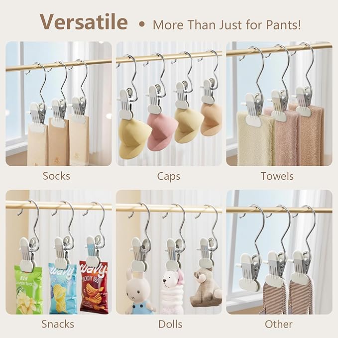 40 Pack Wide Leggings Hangers for Closet, Metal Pants Hangers with Clips, Non-Slip Skirt Boot Skirt Jeans Hanger, Stackable Closet Organizer Space Saving White