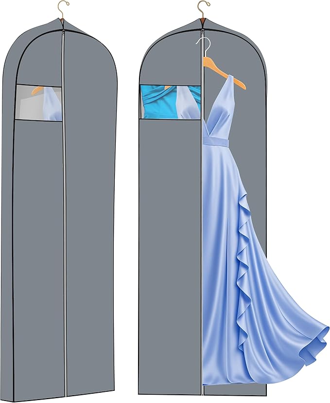 Dress Bags for Gowns Long, 1 Pack 65" Garment Bags for Hanging Clothes, 4" Gusseted Clothing Bags for Closet Storage and Travel, Suit Bags for Coats, Jackets, Shirts and Sweater (1)