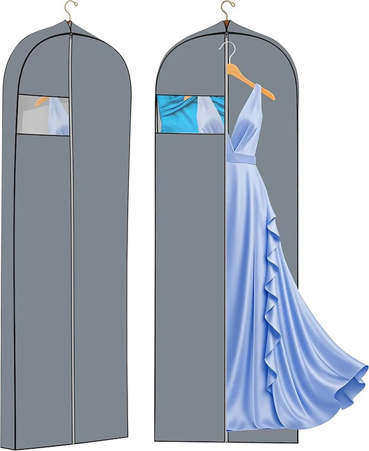 Dress Bags for Gowns Long, 1 Pack 65" Garment Bags for Hanging Clothes, 4" Gusseted Clothing Bags for Closet Storage and Travel, Suit Bags for Coats, Jackets, Shirts and Sweater (1)