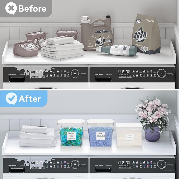 Lifewit Laundry Pods Container with Pop-up Lid, Detergent Dispenser, Dryer Sheet Holder, Laundry Room Organization Storage Jars for Washing Powder, Soap, Scent Booster Beads,0.5+0.72gal, 6 Pcs