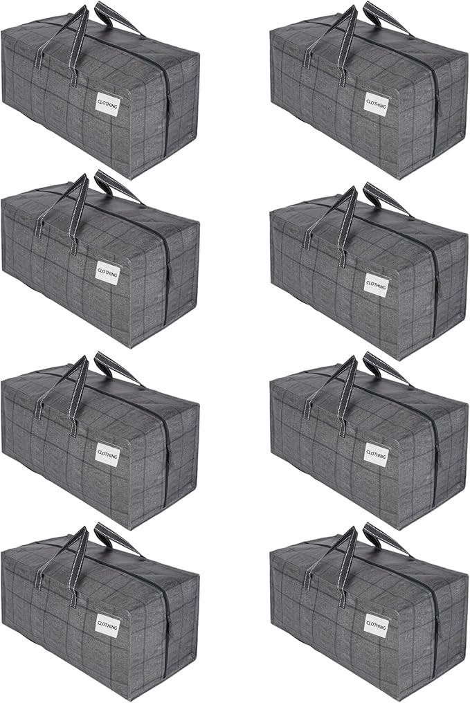 VENO 8 Pack Heavy Duty Moving Bags with Backpack Straps, Zippers & Handles, Extra Large Packing Bags for College Dorm Essentials, Moving Supplies Alternative to Cardboard Moving Boxes