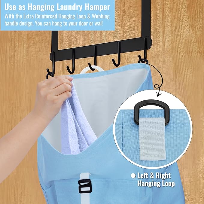 Laundry Bag Backpack, 125L Extra Large Laundry Backpack with Shoulder Straps, Adjustable Extendable Laundry Hamper Bag with 3 Pockets for College, Travel, Camping (Light Blue)