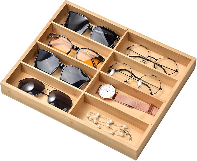 Natural bamboo Glasses Eyeglass Eyewear Sun glasses Sunglasses Box Storage Case Tray Display Showcase Organizer Box