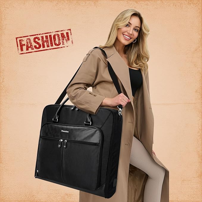 Garment Bag Travel Large Carry On Suit Bag with Strap for Business Hanging Suitcase Luggage Bags for Men Women (Black)