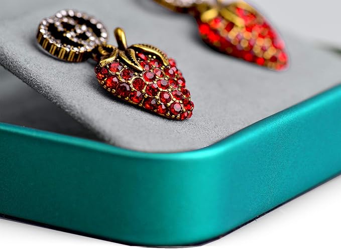 Oirlv Green Leather Earring Box Velvet Travel Jewelry Case Small Earring Box Vintage Jewlery Display Portable