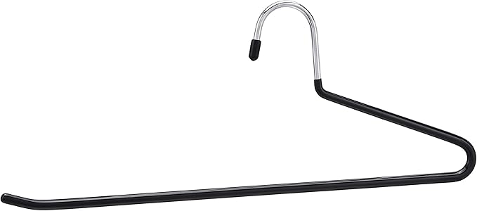 Amazon Basics Trouser/Slack Hangers Easy Slide Organizers, 30-Pack, Metal, Rubber, Black/Silver