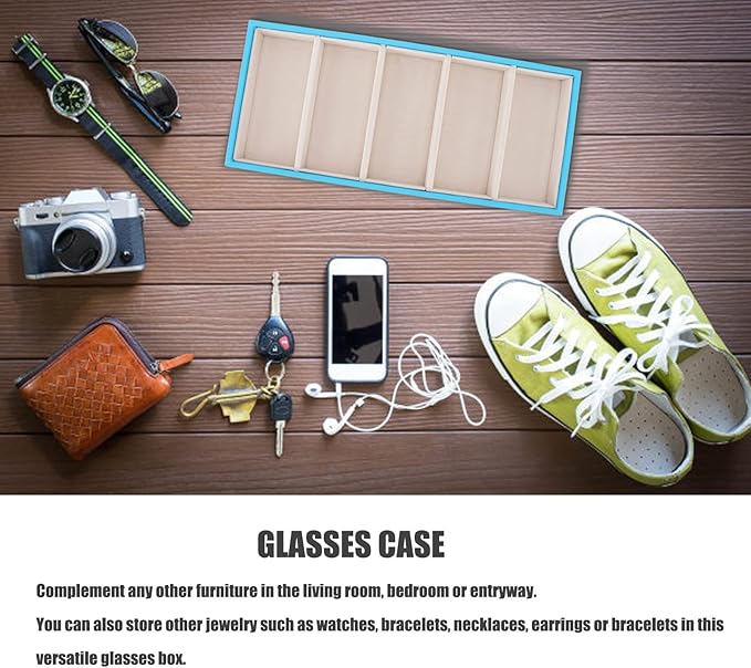 Velvet Glasses Box Tray, Stackable Glasses Display Tray Jewelry Organizer Trays for Watch Holder Organizer (Blue)