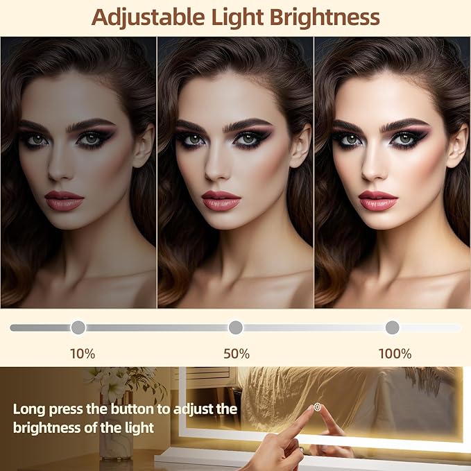 Vanity Mirror with Lights, 23"x 18" Makeup Mirror with 3 Color Modes 5X Magnification & USB/Type-C Charging Port, Large LED Mirror for Bedroom Tabletop & Wall Mounted