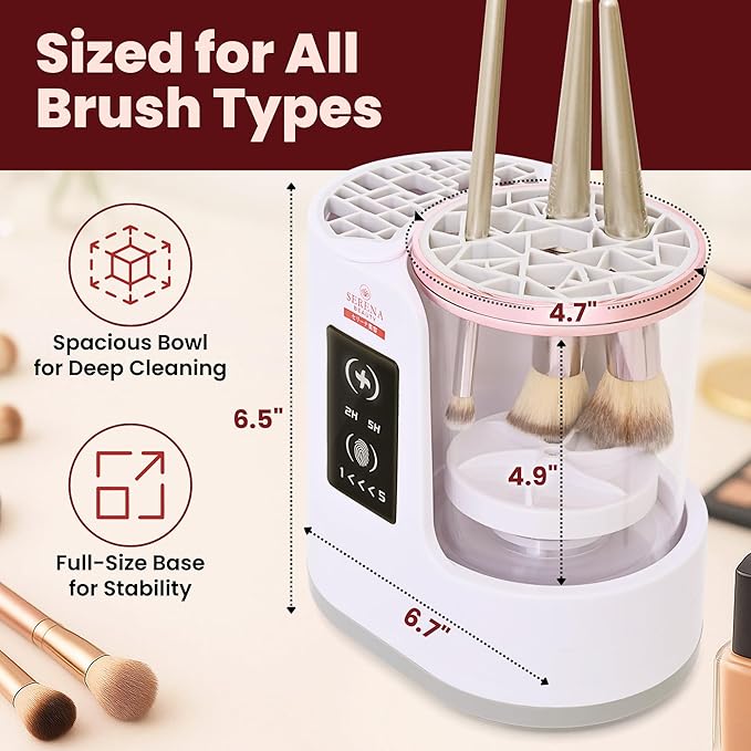 Automatic Electric Makeup Brush Cleaner Machine – 3-in-1 Automatic Makeup Brush Cleaner & Dryer, USB Powered, 5 Min Auto-Cycle, Cleans & Dries Multiple Brushes in 5 min.