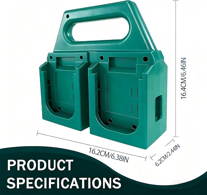 4-Slot Battery Carrying Holder for Makita 18V & 14.4V, Batteries Tool Case Storage Organizer Rack for Makita, Portable and Rugged Battery Caddy with Handle for Jobsite and Mount Bag Use