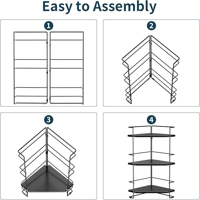 3-Tier Bathroom Organizer, Bathroom Counter Organizer, Bathroom Organizers and Storage for Bathroom, Kitchen Counter, Corner Storage Shelf for Bedroom Storage Makeup Skincare Perfume (Black)