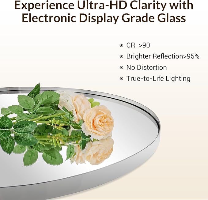 ANDY STAR Brushed Nickel Oval Bathroom Mirror, 24x36 Nickel Pill-Shaped Mirror, Oval Mirrors Wall-Mounted Mirror Vertical/Horizontal