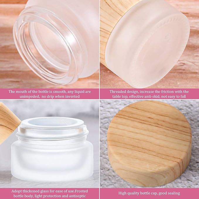Geiserailie 30 Pieces Glass Cosmetic Containers Empty Sample Jars with Leak Proof Lids Makeup Sample Containers for Lotion Cream Cosmetic (5 Gram)