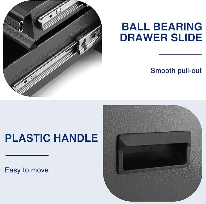 WORKPRO 15 Inch Metal Tool Box with 2 Drawers & 1 Top Storage, Heavy Duty Portable Tool Box with Handle for Garage, Office and Home, Up To 85 LBS Load Capacity